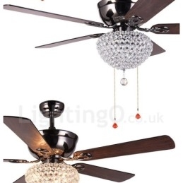 Ventilador de teto com controle remoto retrô de madeira estilo americano de 132 cm (52 pol.) com sombra de cristal e motor de cobre puro mudo