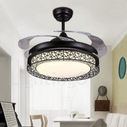 108CM (42") 91CM (36") Moderno Contemporâneo Controle Remoto Oco Ventilador de Teto Luz com Sombra de Acrílico Mudo Motor de Cobre Puro