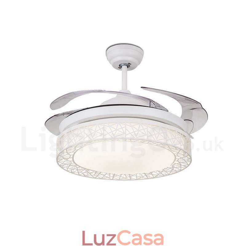 108CM (42") 91CM (36") Moderno Contemporâneo Controle Remoto Oco Ventilador de Teto Luz com Sombra de Acrílico Mudo Motor de Cobre Puro