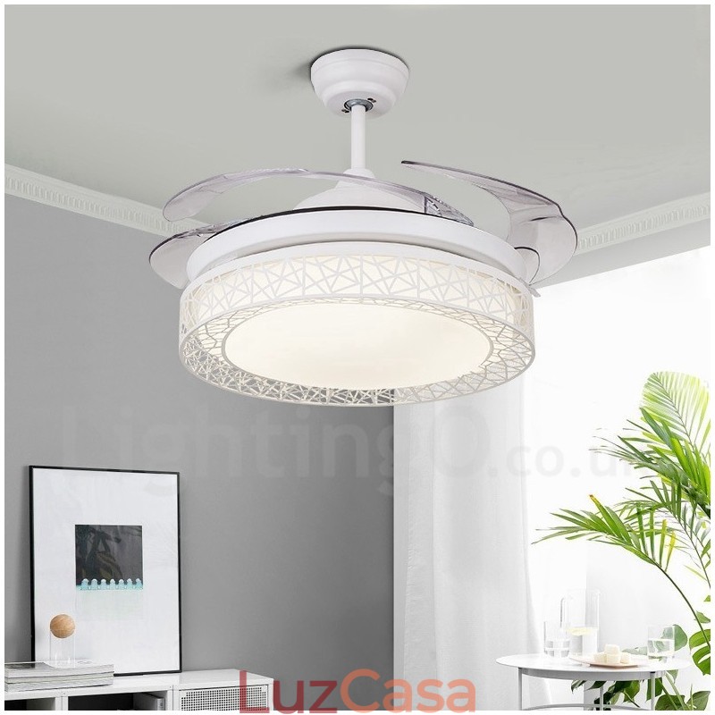 108CM (42") 91CM (36") Moderno Contemporâneo Controle Remoto Oco Ventilador de Teto Luz com Sombra de Acrílico Mudo Motor de Cobre Puro