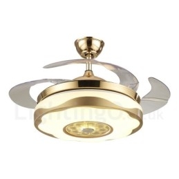 108CM (42") 91CM (36") Moderno Contemporâneo Controle Remoto Cor Dourada Ventilador de Teto Luz com Sombra de Acrílico Motor de Cobre Puro Mudo