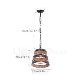 1 Anel de Luz Vintage Lustre de Madeira Industrial Vento Loft Madeira Linear Pendente Iluminação
