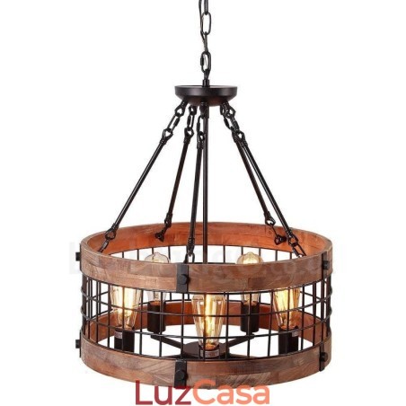 5 tambor de luz vintage lustre de madeira industrial vento loft madeira linear pingente iluminação