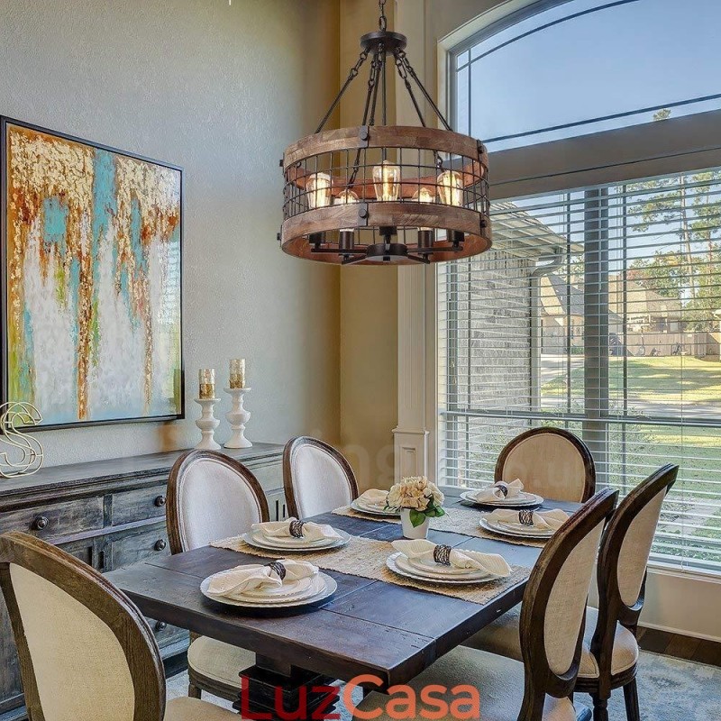 5 tambor de luz vintage lustre de madeira industrial vento loft madeira linear pingente iluminação