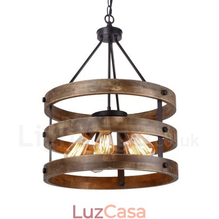 5 tambor de luz vintage lustre de madeira industrial vento loft madeira linear pingente iluminação