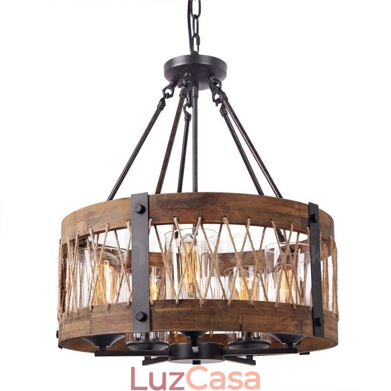 5 tambor de luz vintage lustre de madeira industrial vento loft madeira linear pingente iluminação