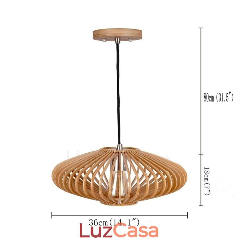 1 Lanterna de Luz Vintage Lustre de Madeira Industrial Vento Loft Madeira Linear Pendente Iluminação