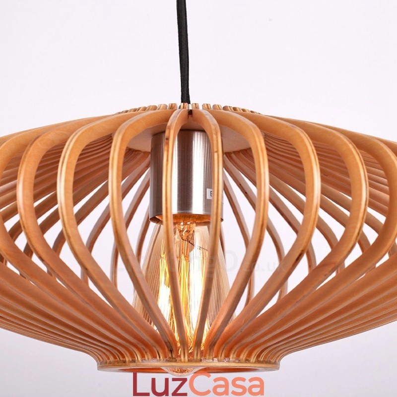 1 Lanterna de Luz Vintage Lustre de Madeira Industrial Vento Loft Madeira Linear Pendente Iluminação