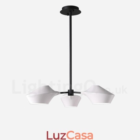 Lustre Retro Linear 3 Luzes com Abajures Acrílicos Garagem Externa Lustre Retro Linear 3 Luzes com Abajures Acrílicos Garagem Externa