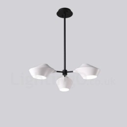 Lustre Retro Linear 3 Luzes com Abajures Acrílicos Garagem Externa