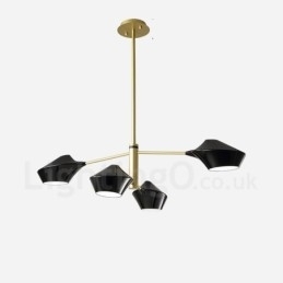 Lustre retrô linear de dois níveis, 4 luzes, com abajures de acrílico, para áreas externas, garagem
