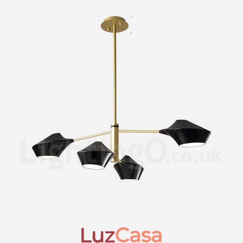 Lustre retrô linear de dois níveis, 4 luzes, com abajures de acrílico, para áreas externas, garagem