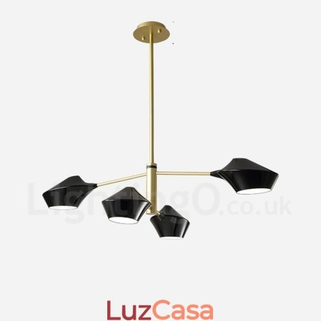 Lustre retrô linear de dois níveis, 4 luzes, com abajures de acrílico, para áreas externas, garagem Lustre retrô linear de dois níveis, 4 luzes, com abajures de acrílico, para áreas externas, garagem