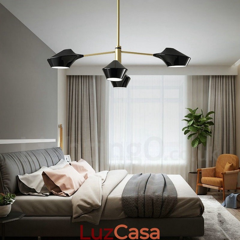 Lustre retrô linear de dois níveis, 4 luzes, com abajures de acrílico, para áreas externas, garagem