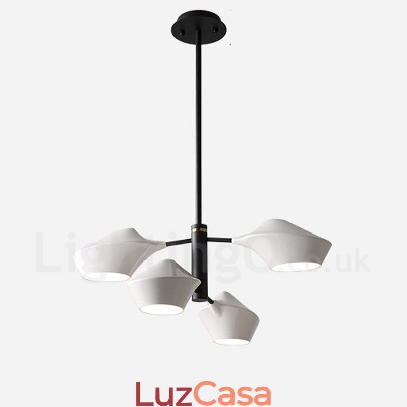Lustre retrô linear de dois níveis, 4 luzes, com abajures de acrílico, para áreas externas, garagem