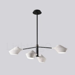 Lustre retrô linear de dois níveis, 4 luzes, com abajures de acrílico, para áreas externas, garagem