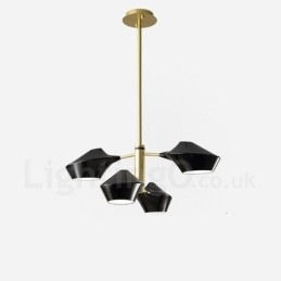 Lustre retrô linear de dois níveis, 4 luzes, com abajures de acrílico, para áreas externas, garagem
