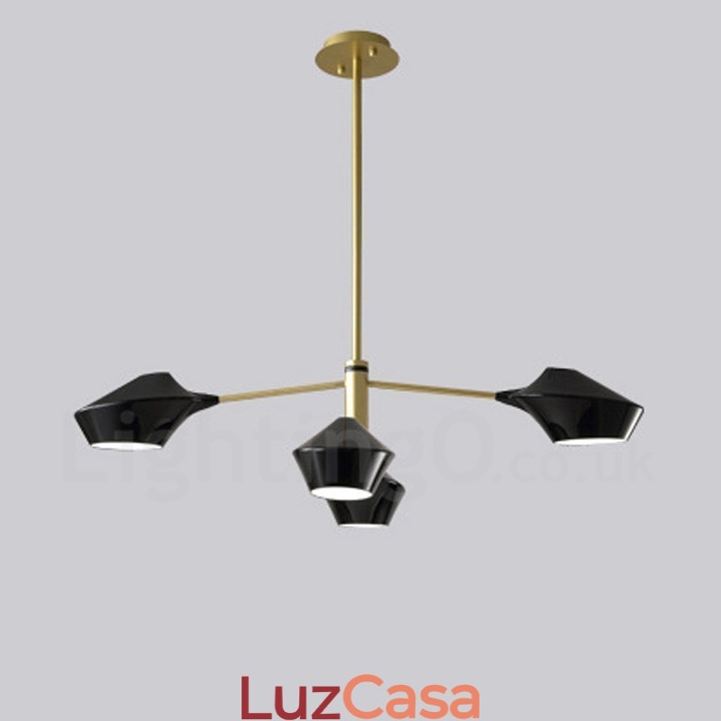 Lustre retrô linear de dois níveis, 4 luzes, com abajures de acrílico, para áreas externas, garagem