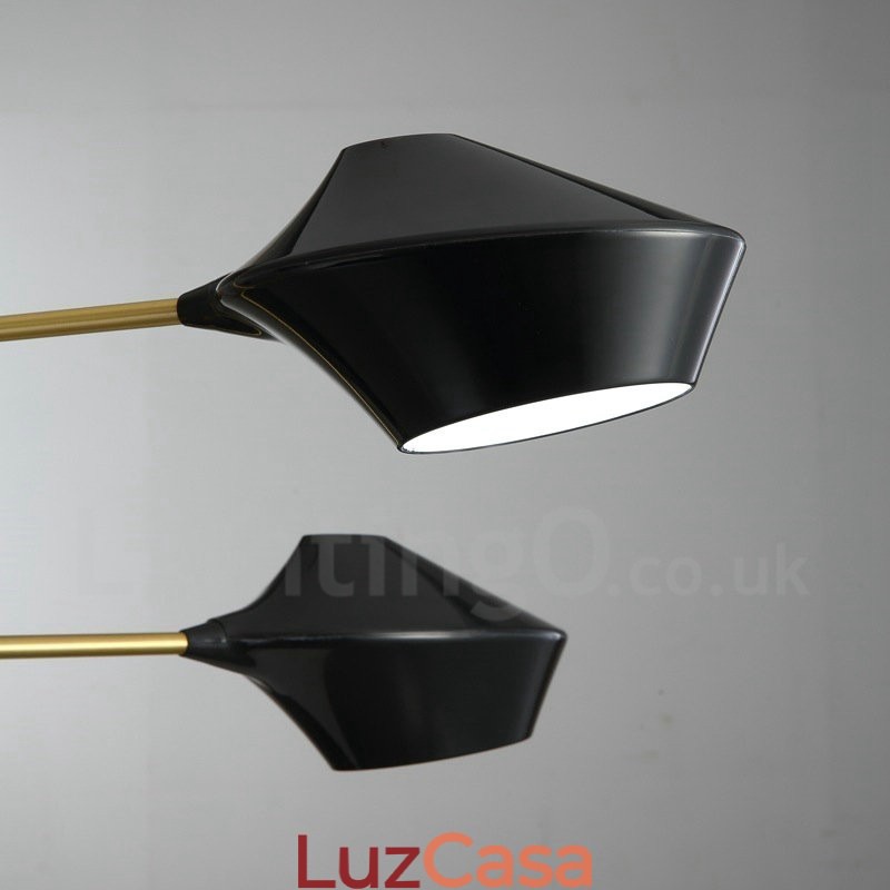 Lustre retrô linear de dois níveis, 4 luzes, com abajures de acrílico, para áreas externas, garagem