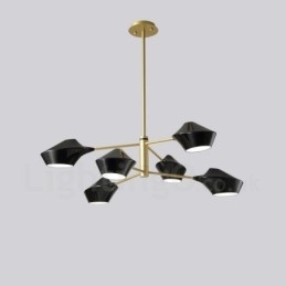Lustre retrô linear multicolorido de 2 níveis, 6 luzes com abajures de acrílico, garagem ao ar livre