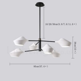 Lustre retrô linear multicolorido de 2 níveis, 6 luzes com abajures de acrílico, garagem ao ar livre