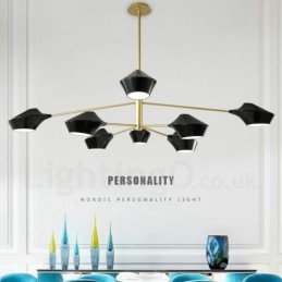 Lustre retrô linear de duas camadas multicoloridas, 8 luzes com abajures de acrílico, garagem ao ar livre