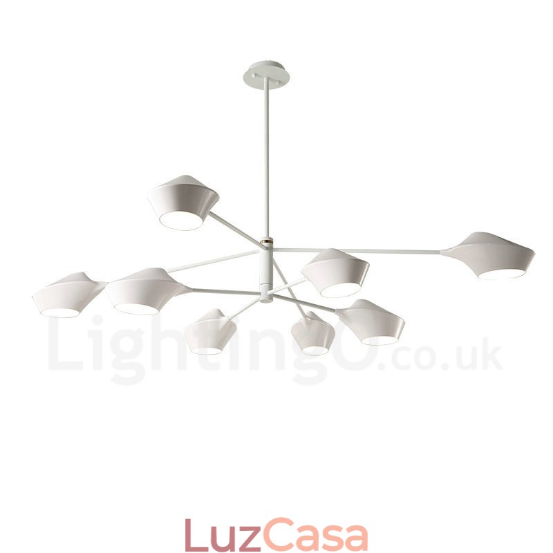Lustre retrô linear de duas camadas multicoloridas, 8 luzes com abajures de acrílico, garagem ao ar livre