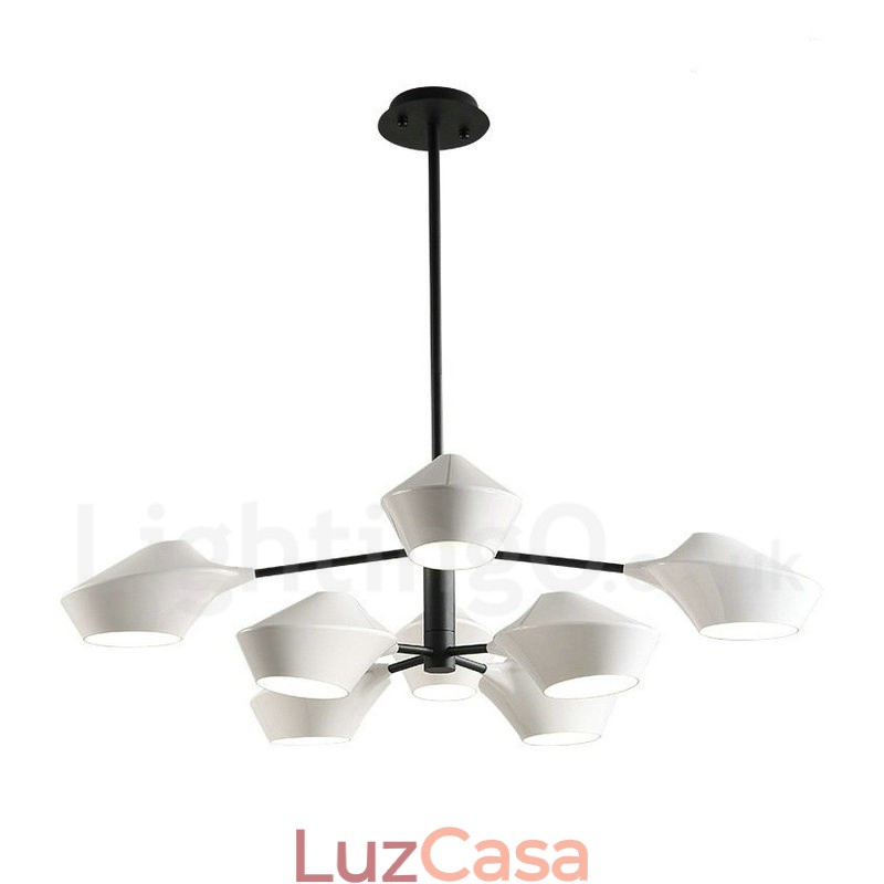 Lustre retrô linear de duas camadas multicoloridas, 8 luzes com abajures de acrílico, garagem ao ar livre