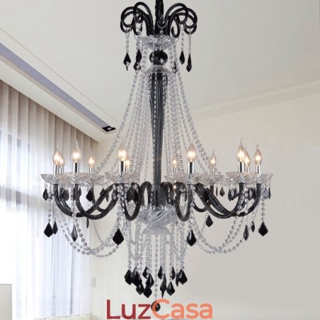 Lustre de Cristal Preto Vela Lustre de Cristal Preto Vela