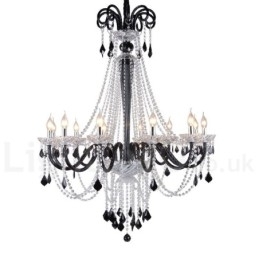 Lustre de Cristal Preto Vela