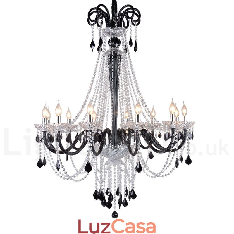 Lustre de Cristal Preto Vela