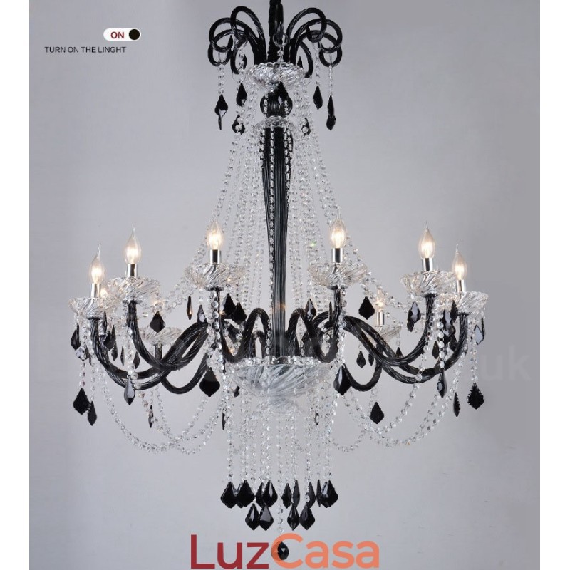 Lustre de Cristal Preto Vela