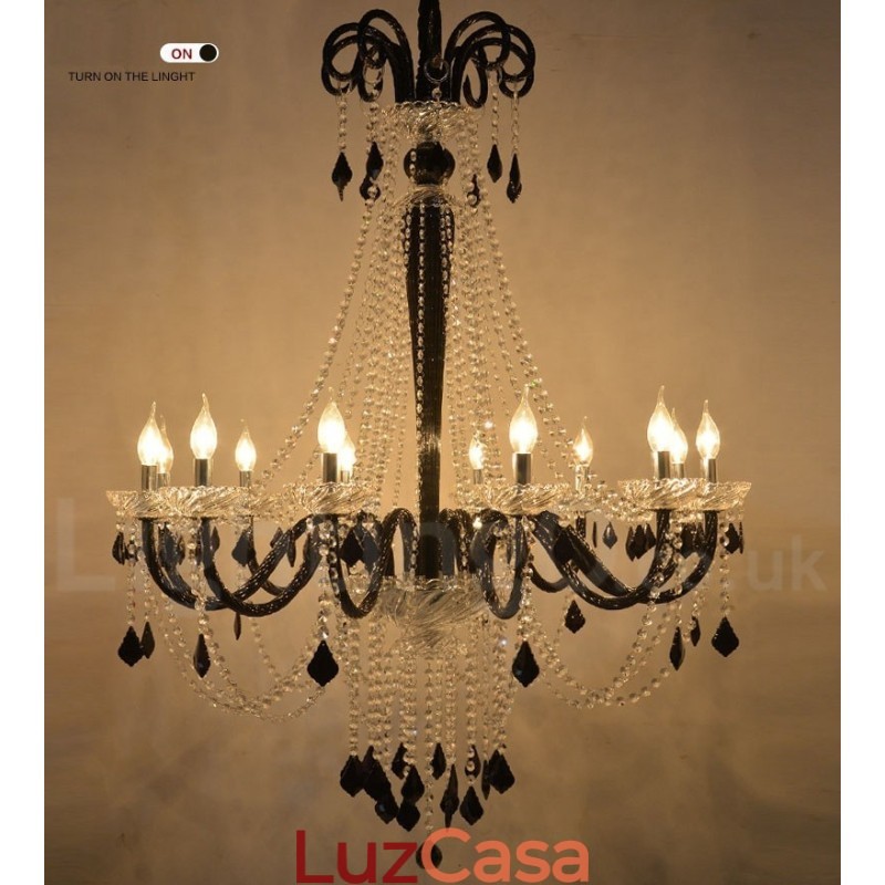 Lustre de Cristal Preto Vela