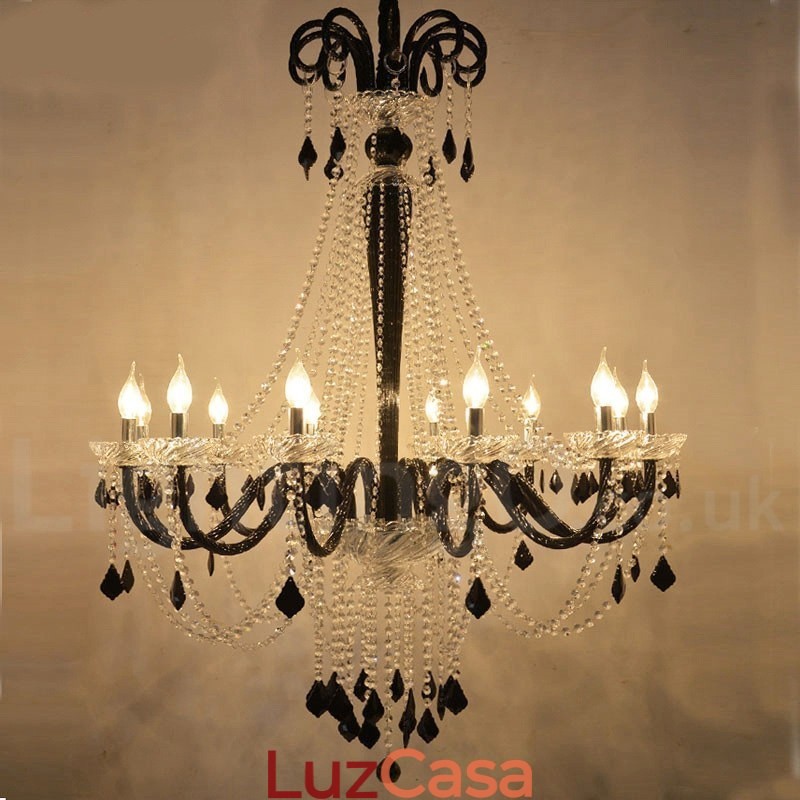 Lustre de Cristal Preto Vela