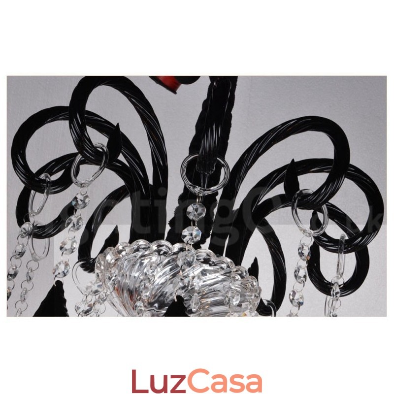 Lustre de Cristal Preto Vela