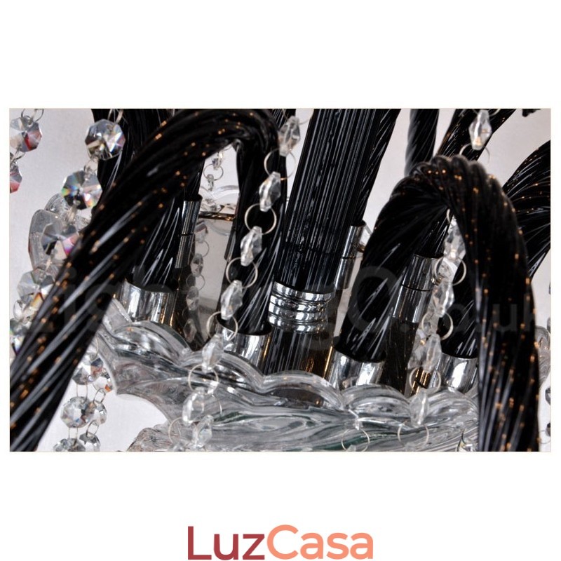 Lustre de Cristal Preto Vela