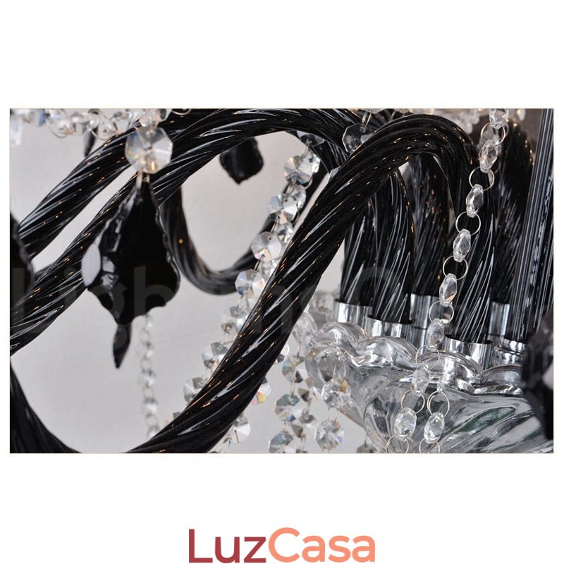 Lustre de Cristal Preto Vela