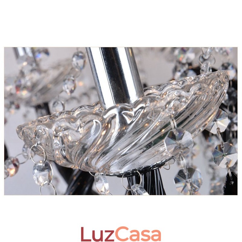 Lustre de Cristal Preto Vela