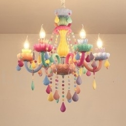Macaron 6 Lustre de Luz com Vela de Cristal Multicores Mini Estilo para Crianças
