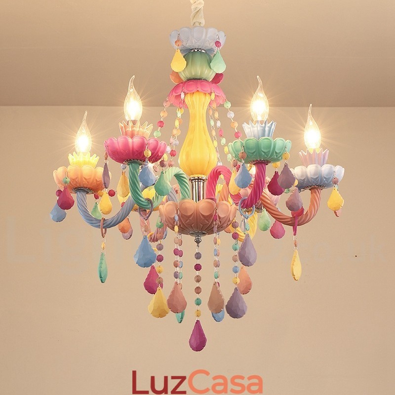 Macaron 6 Lustre de Luz com Vela de Cristal Multicores Mini Estilo para Crianças