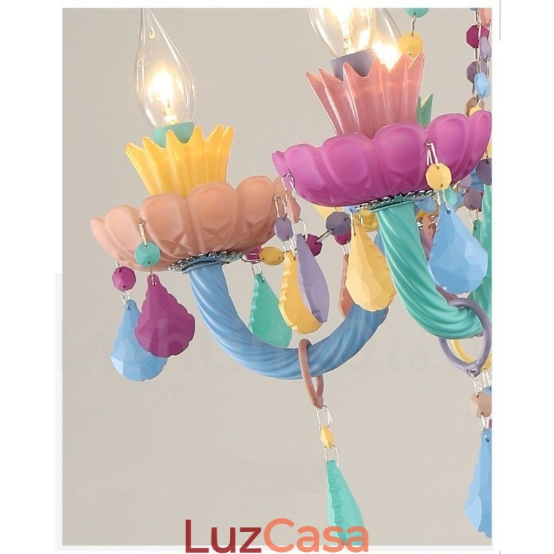Macaron 6 Lustre de Luz com Vela de Cristal Multicores Mini Estilo para Crianças