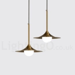 1 Luz Industrial Estilo Mini Estilo Dourado Acabamento Pintado Galvanizado Luminária Pendente com Sombra de Vidro