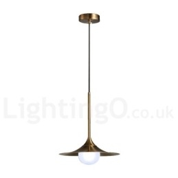 1 Luz Industrial Estilo Mini Estilo Dourado Acabamento Pintado Galvanizado Luminária Pendente com Sombra de Vidro