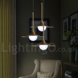 1 Luz Industrial Estilo Mini Estilo Dourado Acabamento Pintado Galvanizado Luminária Pendente com Sombra de Vidro