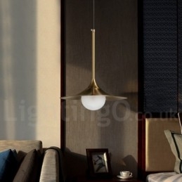 1 Luz Industrial Estilo Mini Estilo Dourado Acabamento Pintado Galvanizado Luminária Pendente com Sombra de Vidro