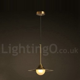 1 Luz Industrial Estilo Mini Estilo Dourado Acabamento Pintado Galvanizado Luminária Pendente com Sombra de Vidro