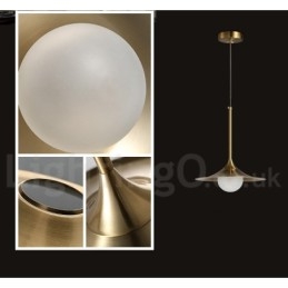 1 Luz Industrial Estilo Mini Estilo Dourado Acabamento Pintado Galvanizado Luminária Pendente com Sombra de Vidro