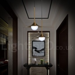 1 Luz Industrial Estilo Mini Estilo Dourado Acabamento Pintado Galvanizado Luminária Pendente com Sombra de Vidro