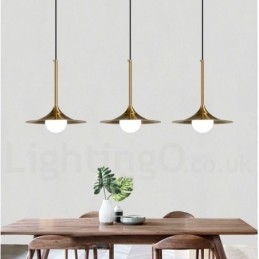 1 Luz Industrial Estilo Mini Estilo Dourado Acabamento Pintado Galvanizado Luminária Pendente com Sombra de Vidro