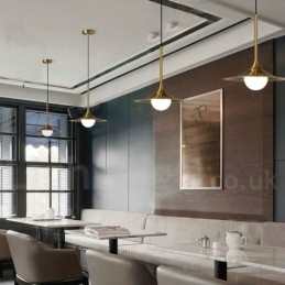 1 Luz Industrial Estilo Mini Estilo Dourado Acabamento Pintado Galvanizado Luminária Pendente com Sombra de Vidro